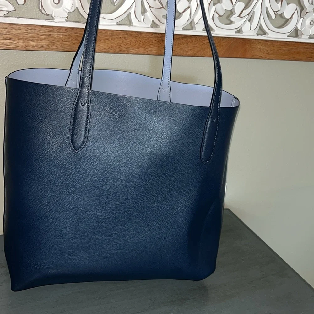 Kate Spade Ava Reversible Leather Tote Periwinkle & Navy EUC